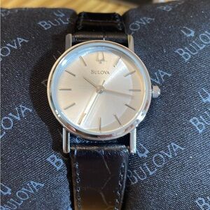 Bulova Women's Silver and Black Watch